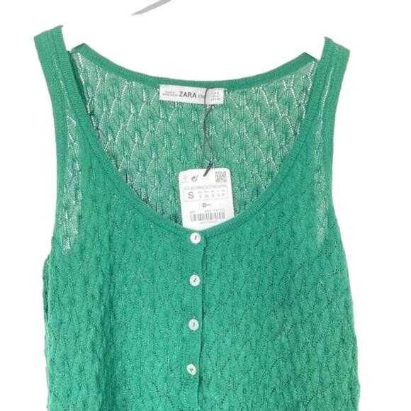 Zara Knit Green Button Tank - Picture 3 of 4